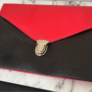 Red and Black Envelope Clutch